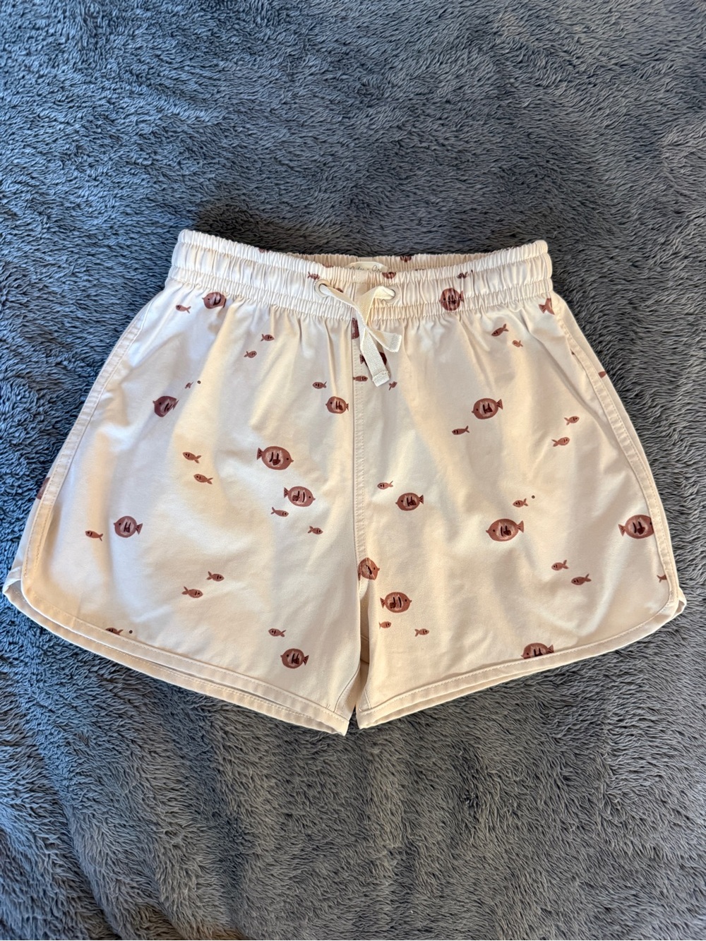 Rylee + Cru Natural Fish Swim Trunks – Kids Size 6–7Y